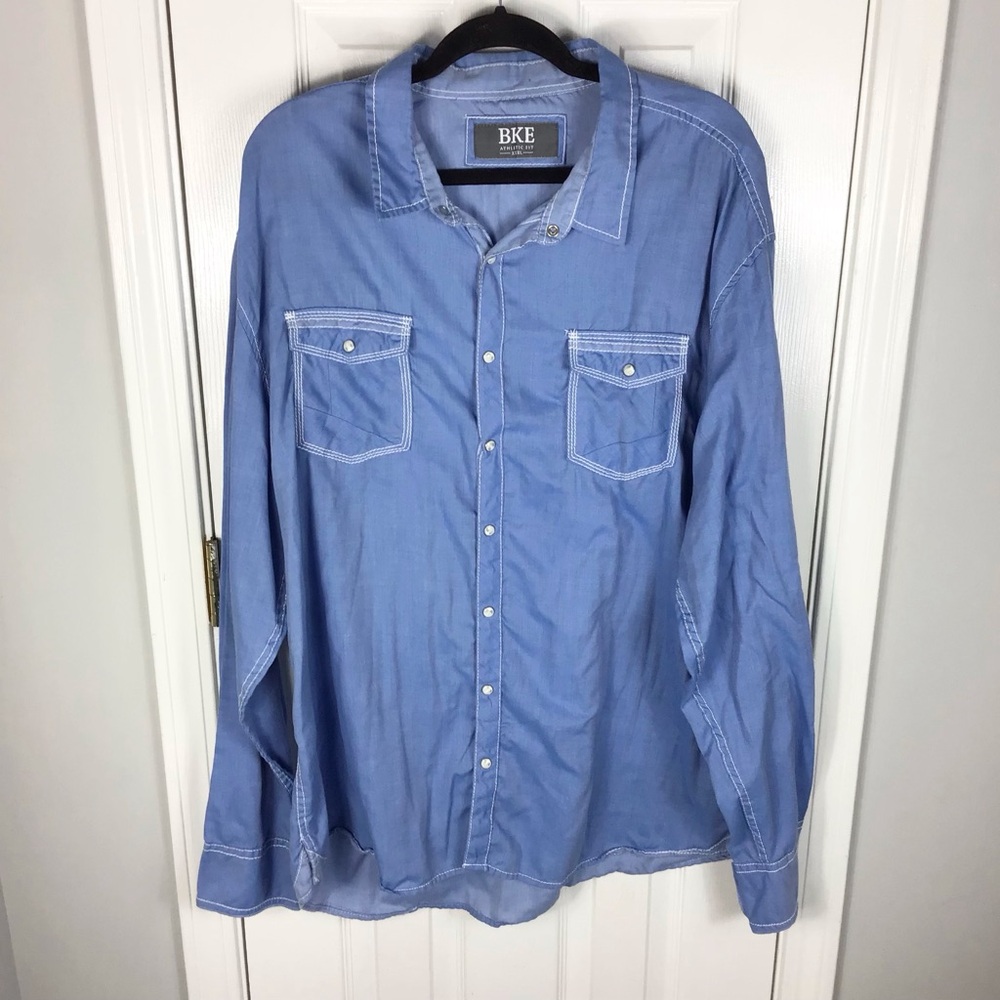 BKE Solid Athletic Shirt Pearl Snap Men Size XXXL